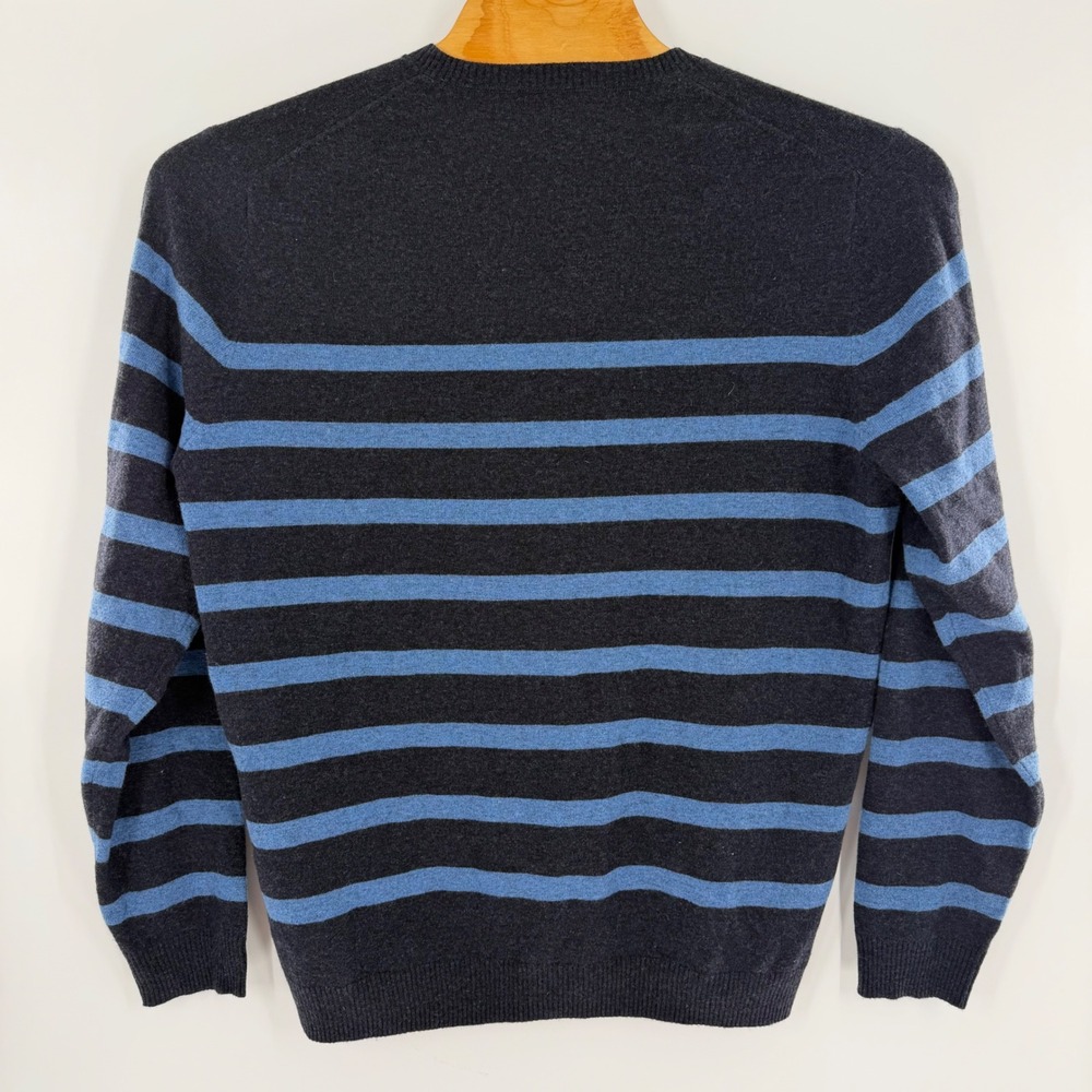 Pronto Uomo Blue Mens XXL Wool Blend V-Neck Striped Sweater Charcoal Blue - Picture 7 of 7
